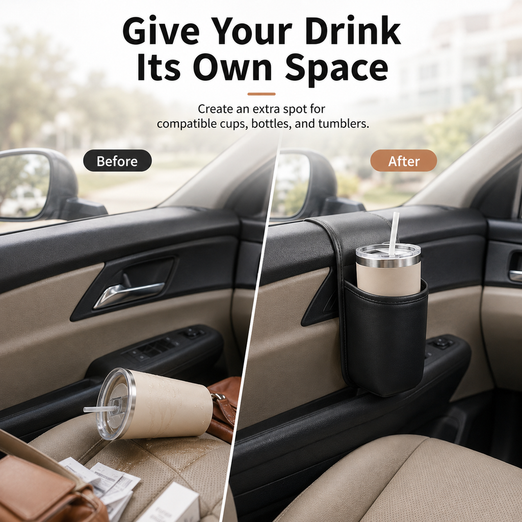 🥤Car Door Cup Holder & Multi-Purpose Storage Pocket 🔥