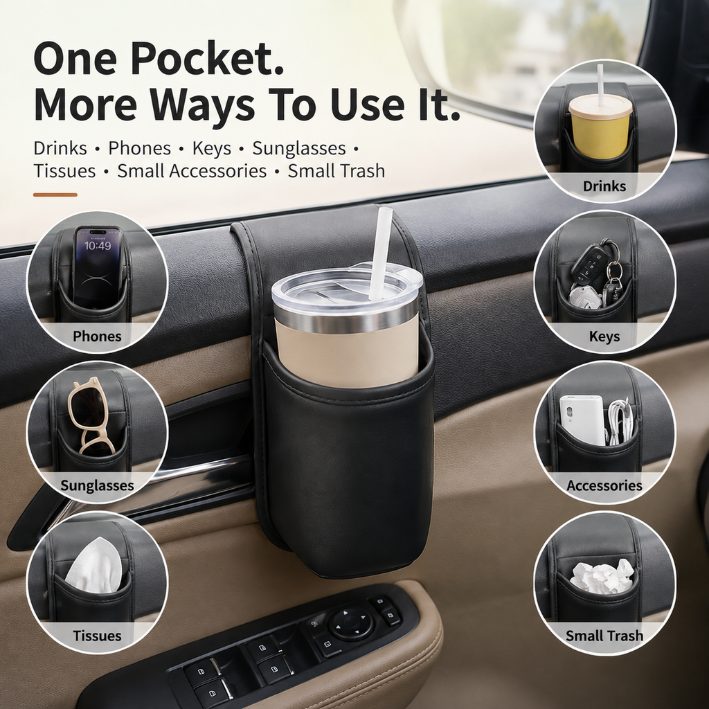 🥤Car Door Cup Holder & Multi-Purpose Storage Pocket 🔥