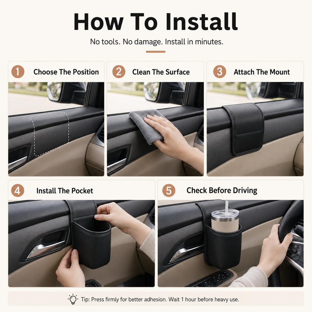 🥤Car Door Cup Holder & Multi-Purpose Storage Pocket 🔥